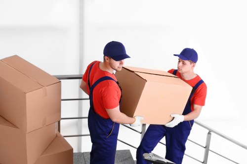 Stack of moving boxes and packing supplies for a Blackheath home move